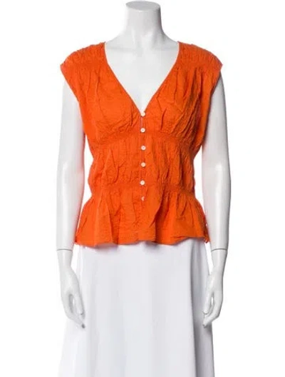 Pre-owned Frame V-neck Sleeveless Top In Orange