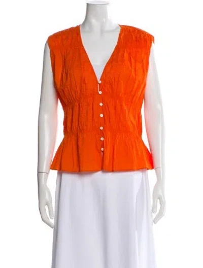 Pre-owned Frame V-neck Sleeveless Top In Orange
