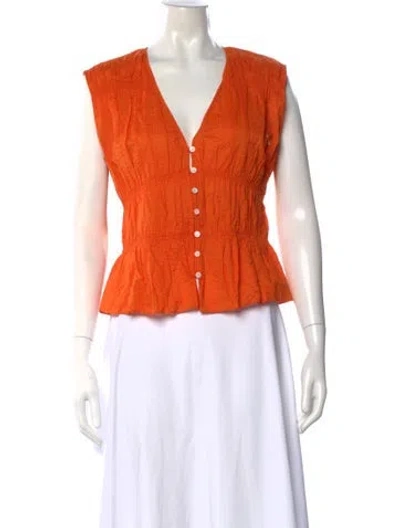 Pre-owned Frame V-neck Sleeveless Top In Orange