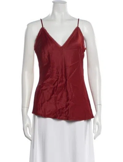 Pre-owned Frame V-neck Sleeveless Top In Red