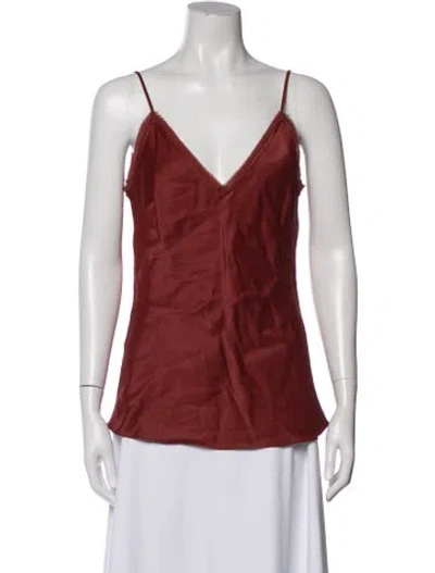 Pre-owned Frame V-neck Sleeveless Top In Red