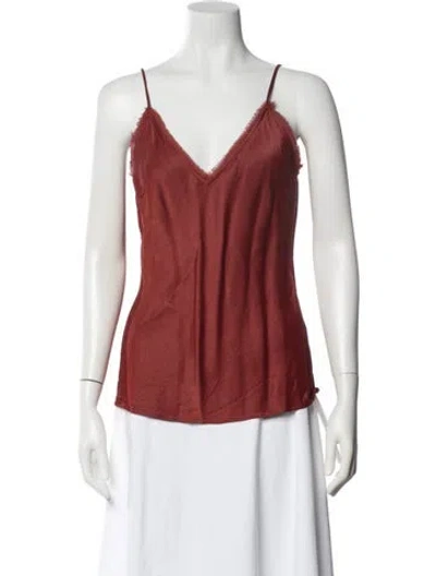 Pre-owned Frame V-neck Sleeveless Top In Red