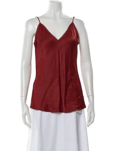 Pre-owned Frame V-neck Sleeveless Top In Red