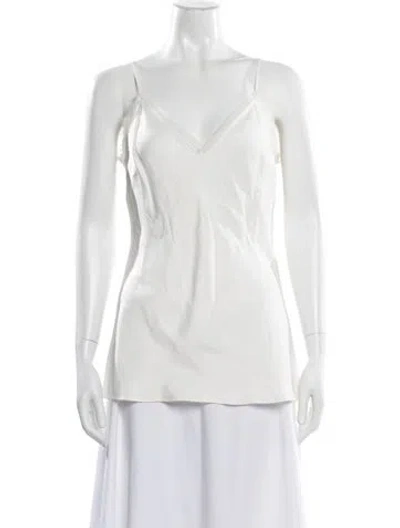 Pre-owned Frame V-neck Sleeveless Top In White
