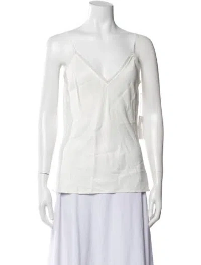Pre-owned Frame V-neck Sleeveless Top In White