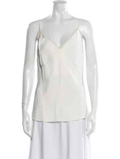 Pre-owned Frame V-neck Sleeveless Top In White