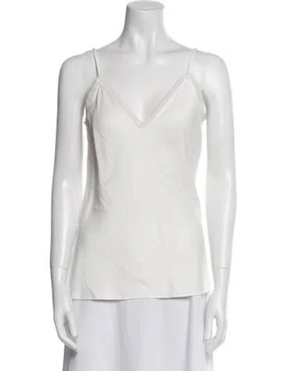 Pre-owned Frame V-neck Sleeveless Top In White