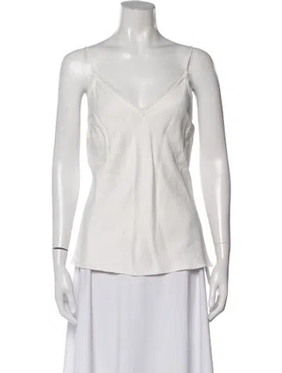 Pre-owned Frame V-neck Sleeveless Top In White
