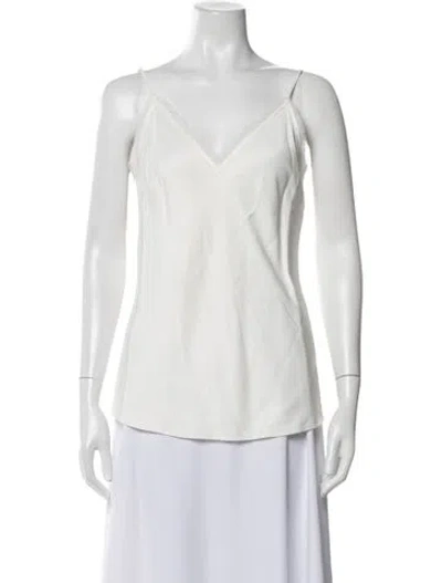 Pre-owned Frame V-neck Sleeveless Top In White