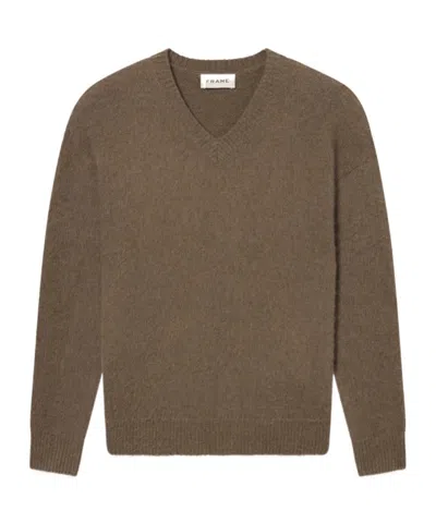 Frame V-neck Sweater In Brown