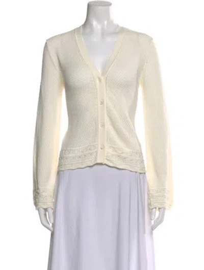 Pre-owned Frame V-neck Sweater In White