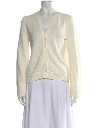Pre-owned Frame V-neck Sweater In White