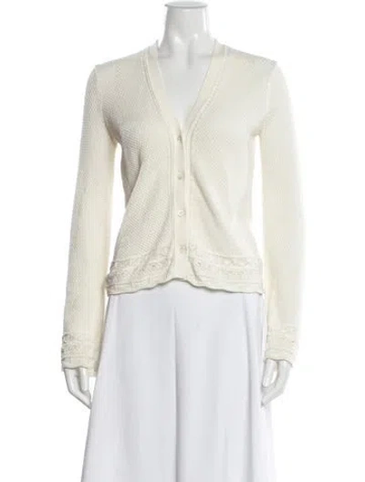Pre-owned Frame V-neck Sweater In White