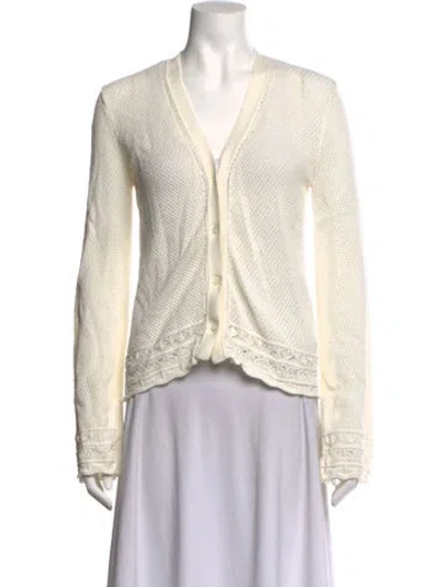 Pre-owned Frame V-neck Sweater In White