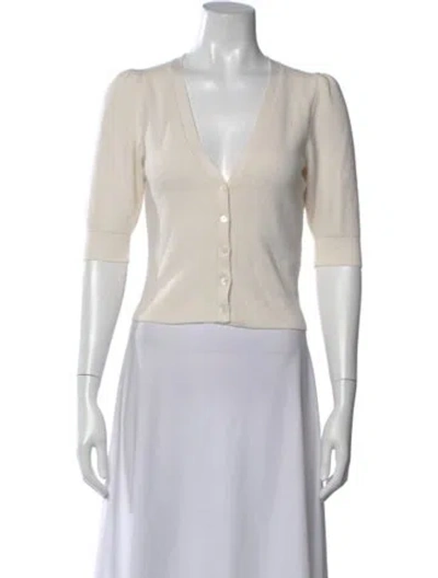 Pre-owned Frame V-neck Three-quarter Sleeve Top In Neutral