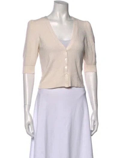 Pre-owned Frame V-neck Three-quarter Sleeve Top In Neutral