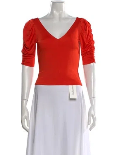 Pre-owned Frame V-neck Three-quarter Sleeve Top W/ Tags In Red
