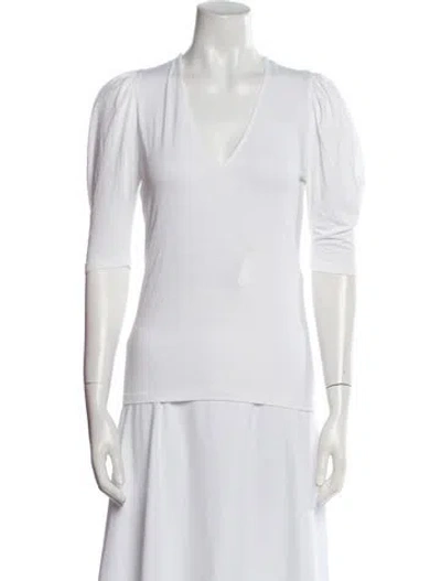 Pre-owned Frame V-neck Three-quarter Sleeve T-shirt In White