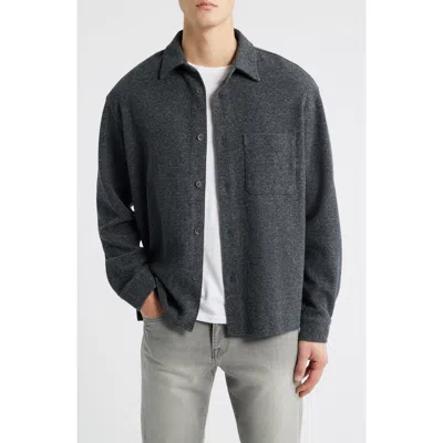 Frame Waffle Knit Button-up Shirt In Heather Grey