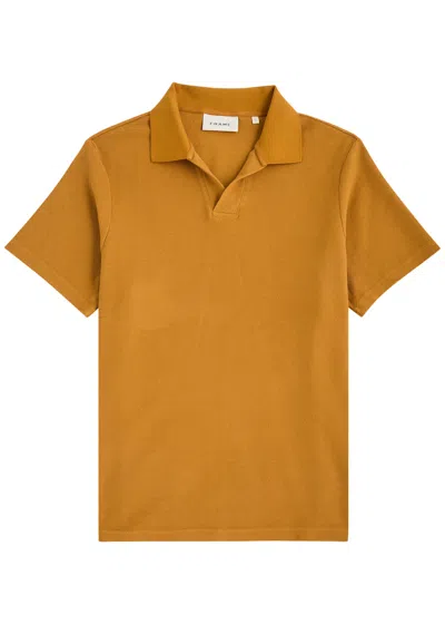 Frame Waffle-knit Cotton Polo Shirt In Copper