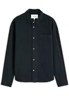 Frame Waffle-knit Lyocell-blend Shirt In Navy