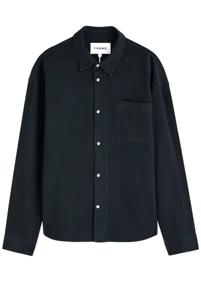 Frame Waffle-knit Lyocell-blend Shirt In Navy