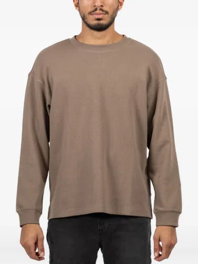 Frame Waffle Long-sleeved Sweater In Brown