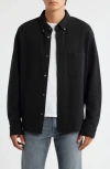 Frame Waffle Textured Button-up Shirt In Black