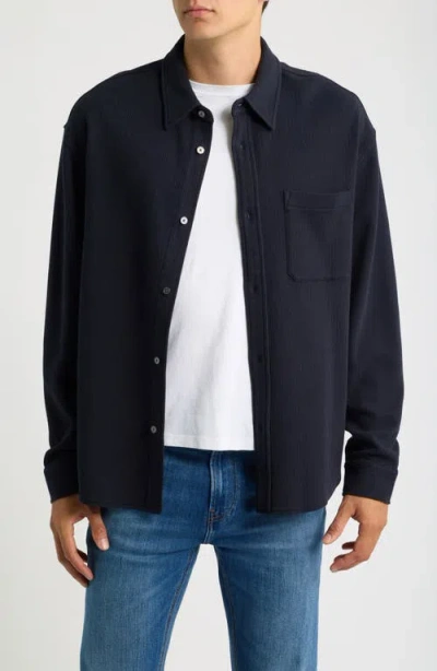 Frame Waffle Textured Button-up Shirt In Blue