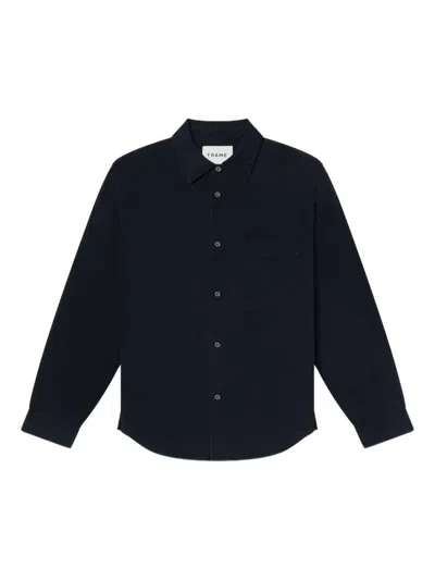 Frame Waffle-textured Shirt In Black