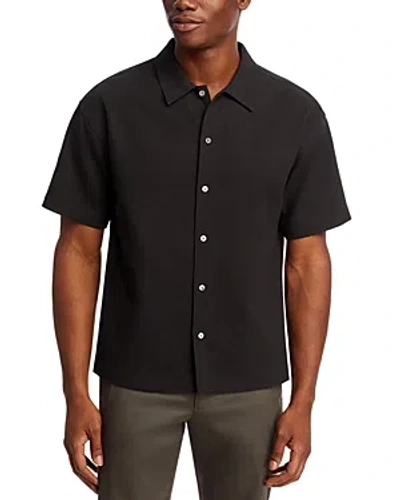 Frame Waffle Textured Short Sleeve Regular Fit Shirt In Black