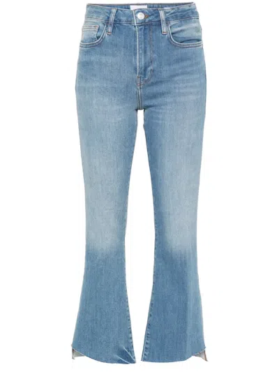 Frame Whiskering-effect Bootcut Jeans In Blue