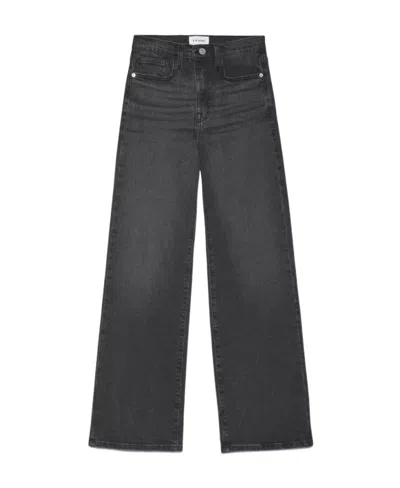 Frame Whiskering-effect Washed Straight-leg Jeans In Black