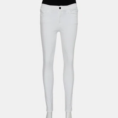 Frame White Denim High Skinny Distressed Blanc Jeans