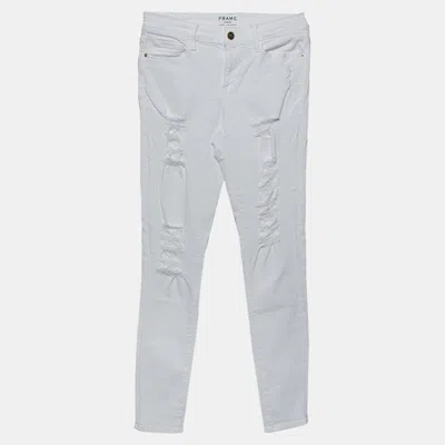 Frame White Denim Le Skinny De Jeanne Jeans In Gray
