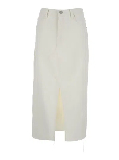 FRAME WHITE DENIM MIDI SKIRT IN COTTON WOMAN