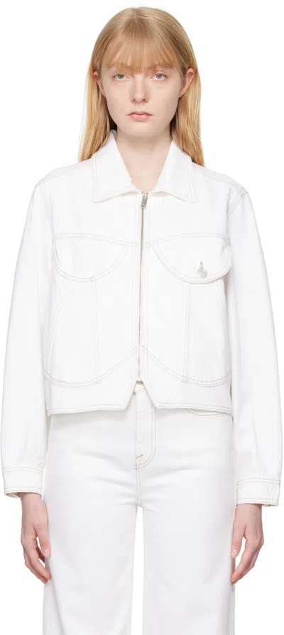 Frame White Heart Denim Jacket In Natural