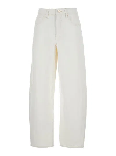 Frame White Jeans With Low Waist And Belt Loops In Denim Woman