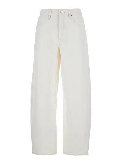 Frame White Jeans With Low Waist And Belt Loops In Denim Woman