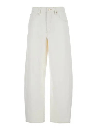 FRAME WHITE LOW SLUNG BARREL JEANS