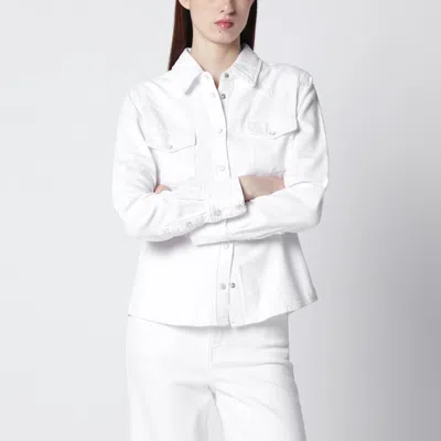 Frame White Rigid Denim Shirt In Animal Print