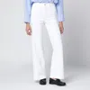 Frame Slim Palazzo Jeans Flared Leg Design In White
