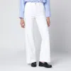 Frame Slim Palazzo Jeans Flared Leg Design In White