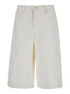 Frame Flared Denim Bermuda Shorts. In White