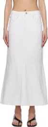 Frame White 'the Flounce' Denim Midi Skirt In Aucl