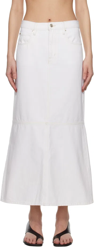 Frame White 'the Flounce' Denim Midi Skirt In Aucl