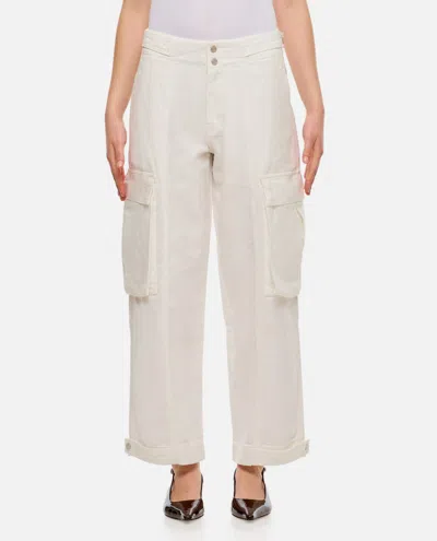 FRAME WHITE WIDE LEG CARGO DENIM PANTS