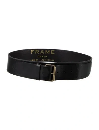 Pre-owned Frame Wide Leather Waist Belt In Black