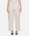 Frame Wide Leg Cargo Denim Pants In White