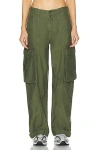 Frame Green Cargo Pants With Patch Pokets In Cotton Woman In Poblano